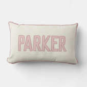 かわいいカスタム子供名前 フェイクトリム ピンク ランバークッション (正面)