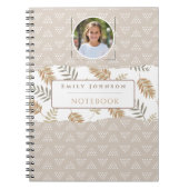 かわいいカスタム子供名前 & 写真アブストラクトパターン ノートブック (正面)