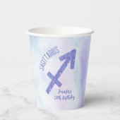 かわいいカスタム射手座パープルバースデーパーティー 紙コップ (裏面)