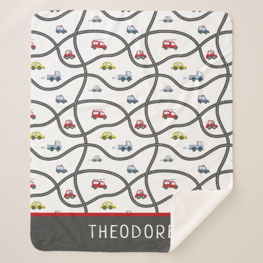 かわいいカスタム小さな男の子の名前キッズカー シェルパブランケット (正面)