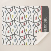 かわいいカスタム小さな男の子の名前キッズカー シェルパブランケット (正面(横))