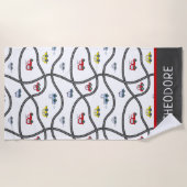 かわいいカスタム小さな男の子の名前キッズカー ビーチタオル (正面)