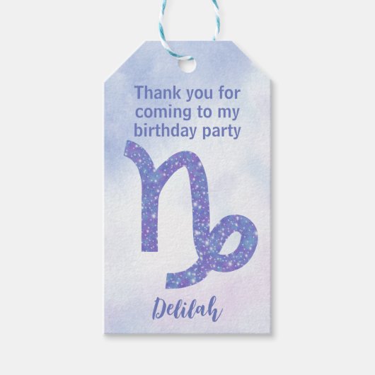 かわいいカスタム山羊座星占いサイン ギフトタグ (正面)