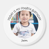 かわいいカスタム年の名前ラウンド誕生日パーティー写真 マグネット (正面)