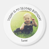 かわいいカスタム年の名前ラウンド誕生日パーティー写真 マグネット (正面)