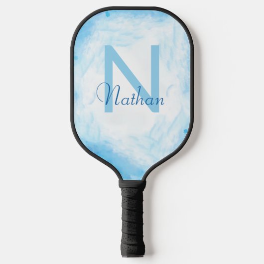 かわいいカスタム抽象芸術ベビーブルーモノグラム名 ピックルボールラケット (正面)