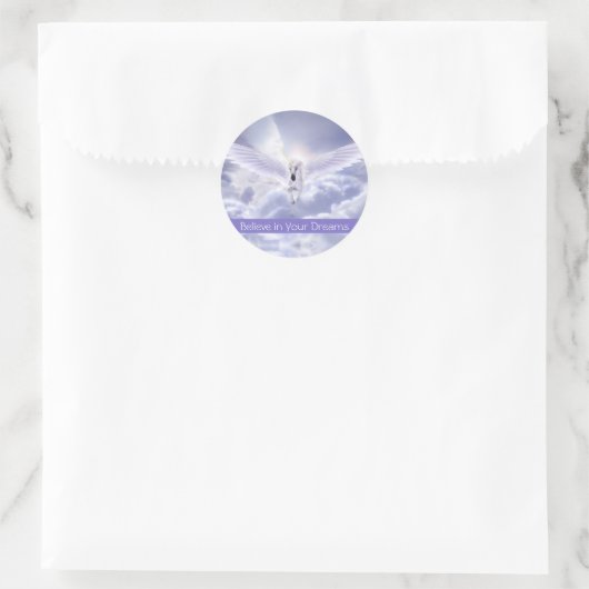 かわいいカスタム文字魔法飛んでいるユニコーンパープルクラウド ラウンドシール (バッグ)