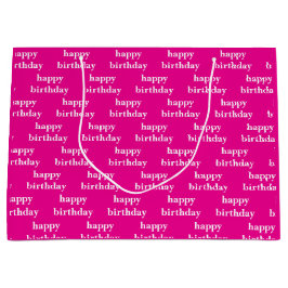 かわいいカスタム明るい赤紫色タイポグラフィガールズ誕生日 ラージペーパーバッグ