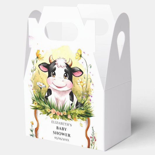 かわいいカスタム水彩牛の赤ちゃんシャワー フェイバーボックス (オープン)