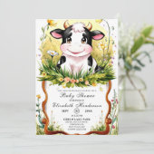 かわいいカスタム水彩牛の赤ちゃんシャワー 招待状 (スタンド正面)