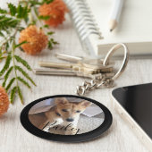 かわいいカスタム犬ペットの写真と名前キーチェーン キーホルダー (側面)