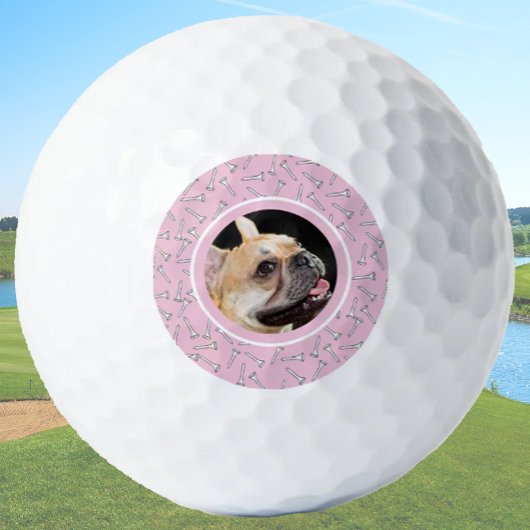 かわいいカスタム犬写真テンプレートピンクレディース ゴルフボール