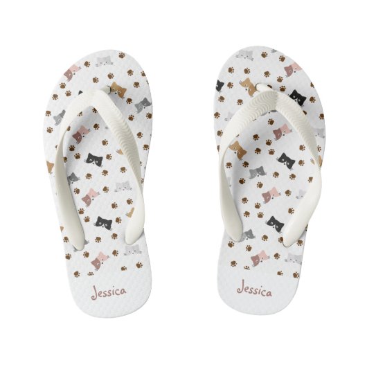 かわいいカスタム猫ビーチサンダル子供へ キッズビーチサンダル (フットベッド)