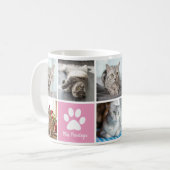 かわいいカスタム猫フォトコラージピンクポープリント コーヒーマグカップ (正面左)