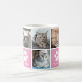 かわいいカスタム猫フォトコラージピンクポープリント コーヒーマグカップ (中央)