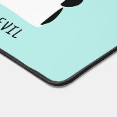 かわいいカスタム白黒タキシード猫アクアブルー デスクマット (コーナー)