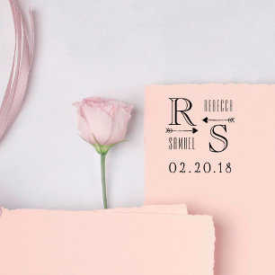 かわいいカスタム矢印イニシャル&名結婚ズ ラバースタンプ