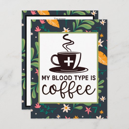 かわいいカスタム私の血液型はコーヒーおもしろい (正面/裏面)
