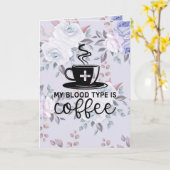 かわいいカスタム私の血液型はコーヒー カード (黄色い花)