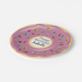 かわいいカスタム紫色のドーナツデコール |ハッピーバースデー ペーパープレート (アングル)