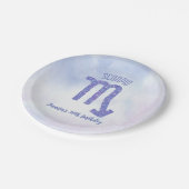 かわいいカスタム蠍座サインパープルバースデーパーティー ペーパープレート (アングル)