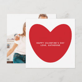 かわいいカスタム赤いハート文字写真バレンタインデー カード