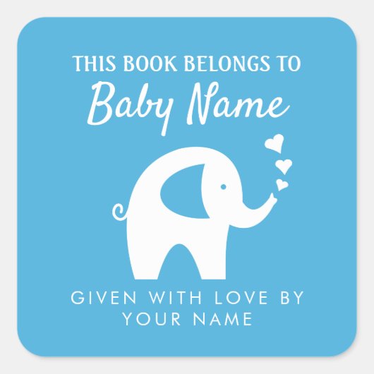 かわいいカスタム赤ちゃんシャワー蔵書票シールのラベル スクエアシール (正面)