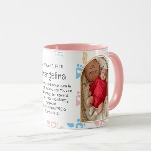 かわいいカスタム赤ちゃん女の子クリスチャンお土産2枚の写真 マグカップ (正面右)