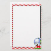 かわいいカスタム雪のグローブ固定 便箋 (正面/裏面)