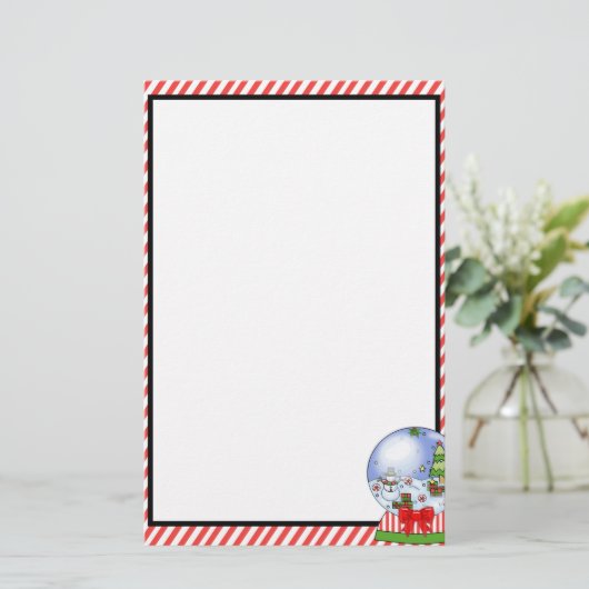 かわいいカスタム雪のグローブ固定 便箋 (スタンド正面)