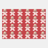 かわいいカスタム顔フォトジンジャーブレッドマンクリスマス ラッピングペーパーシート (正面2)