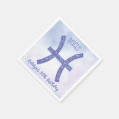 かわいいカスタム魚座サイン紫の誕生日パーティー スタンダードカクテルナプキン (角)