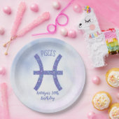 かわいいカスタム魚座サイン紫の誕生日パーティー ペーパープレート (パーティー)