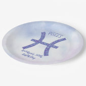 かわいいカスタム魚座サイン紫の誕生日パーティー ペーパープレート (アングル)