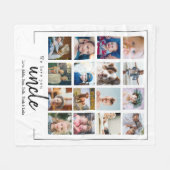 かわいいカスタム16枚の写真付きのおじさんの贈り物 フリースブランケット (正面(横))