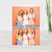 かわいいカスタム2枚の写真テンプレートハッピーバースデー カード (正面)