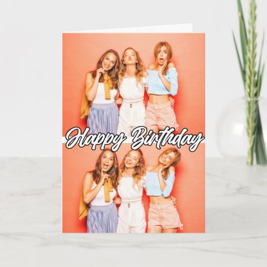 かわいいカスタム2枚の写真テンプレートハッピーバースデー カード (正面)