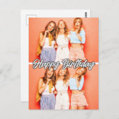 かわいいカスタム2枚の写真テンプレート 誕生日おめでとう ポストカード (正面/裏面)