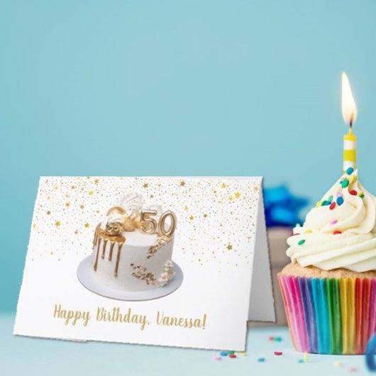 かわいいカスタム50th誕生日カード カード