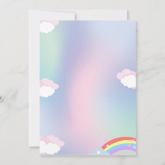 かわいいカスタム5thユニコーン誕生日パーティーの招待 招待状 (裏面)