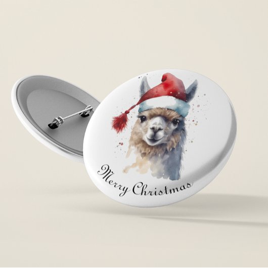 かわいいカスタム クリスマス アルパカ アート 缶バッジ