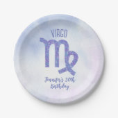 かわいいカスタム《星座》乙女座パープルアストロロジーバースデーパーティー ペーパープレート (正面)