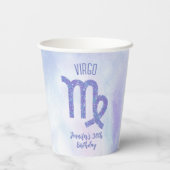かわいいカスタム《星座》乙女座パープルアストロロジーバースデーパーティー 紙コップ (裏面)