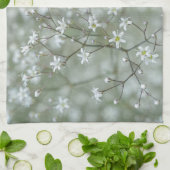 かわいいカスミソウの花の写真に名前を入れられます キッチンタオル (折り畳み)