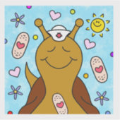 かわいいカタツムリが元気にビニール シール (正面)