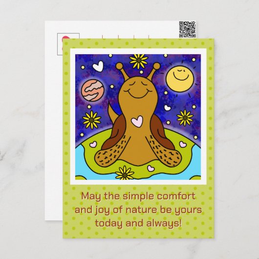 かわいいカタツムリが地球の日を楽しむ | シーズンポストカード (正面/裏面)