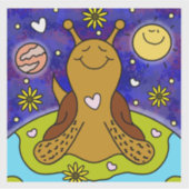 かわいいカタツムリが地球の日を楽しむ | ビニル シール (正面)