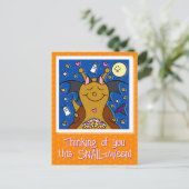 かわいいカタツムリとこうもりウイングハッピーハローウィン シーズンポストカード (スタンド正面)