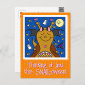 かわいいカタツムリとこうもりウイングハッピーハローウィン シーズンポストカード (正面/裏面)