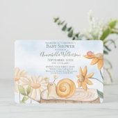 かわいいカタツムリとてんとう虫のガーデンテーマのベビーシャワー 招待状 (スタンド正面)